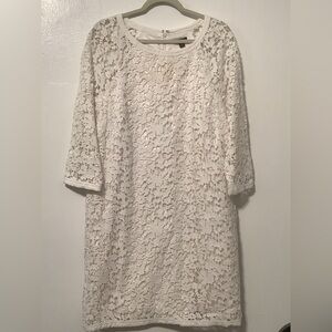 ANN TAYLOR white Lace Crochet MIDI Dress Size 14